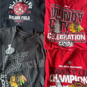 Reebok Black and Red Blackhawks Tees